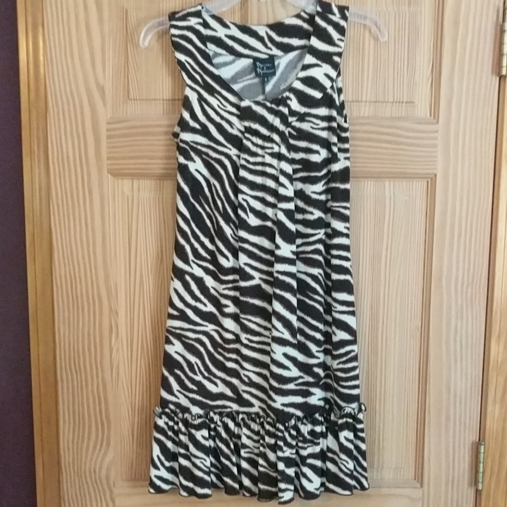 Brown and cream print dress